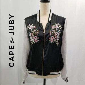 Cape Juby Blk Embroidered Light Bomber Jacket - XL